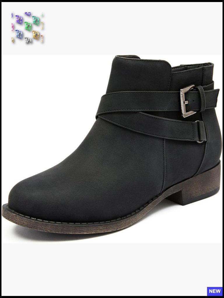 Chunky Heel Ankle Boots With Side Zip Memory Foam Insole Non-Slip Sole